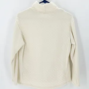 LL Bean Sweater size S Petite cream Pullover Outdoor Mock Neck quilted thumbnail 2