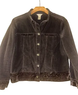 Women's J.Jill corduroy velvet trimmed jacket size M thumbnail 1