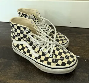 Vans Cream Checkered Sneakers thumbnail 1