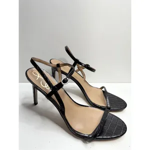 Sam Edelman‎ Sandals Womens Size 9 Black Croc Embossed Faux Leather Dara Heels thumbnail 4