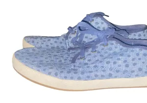 Toms Shoes Womens 8 Paseo Casual Lace Up Sneakers 10012995 Blue White Fabric thumbnail 1