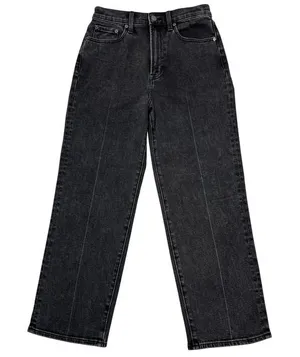 Pistola Cassie Crop Straight Jeans 27" Black Box Super High Rise Creased Denim‎ thumbnail 1