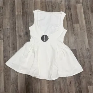 Babyboo Fashion Yalina Mini Dress Ivory White Dropped Waist Scoop Back NWT XL thumbnail 7
