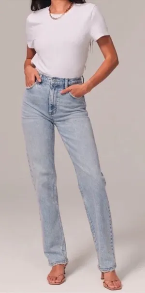 Abercrombie & Fitch Curve Love The 90’s Straight Ultra High Rise Size 25/0 R thumbnail 1