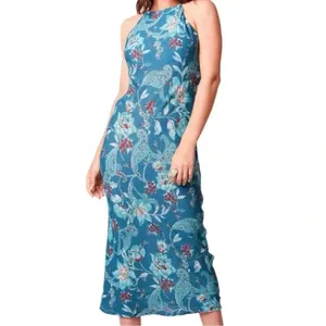 New B.O.G. COLLECTIVE BAND OF THE FREE Teal Floral Sleeveless Midi Dress XS thumbnail 5