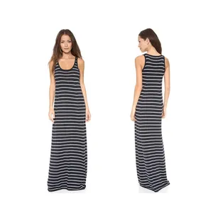 VINCE Dress Women's XXS Navy Blue White Striped Cotton‎ Sleeveless Tank Maxi thumbnail 2