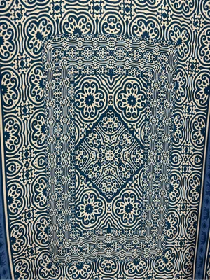 Tolani Blue Silk Medallion Print Boho Tassel Tie Blouse boho Top size large thumbnail 10