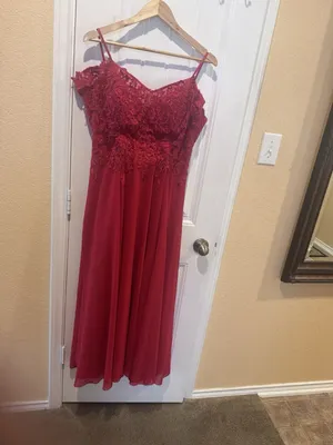 Let's Red Lace Applique Corset Prom Evening Gown SIZE XL thumbnail 6