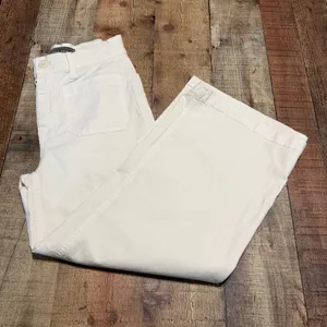 Point Sur J. Crew Women's Cream Wide Leg Crop Trouser Pants Sz 24 Preppy Classic thumbnail 1
