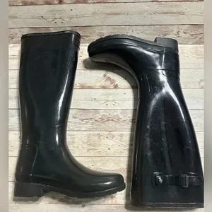 Hunter Original Gloss Tall Rain Boots Women’s Size 6 Black Galoshes thumbnail 6