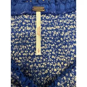 Free People Brittnee Print Smocked Peplum Top – Blue Combo Milkmaid Boho thumbnail 4