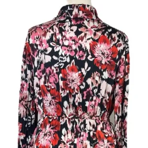 Lane Bryant Maxi Dress Faux Wrap Shawl Black Pink Floral Satin Women’s Size 18 thumbnail 11
