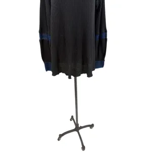 Free People Snow Day Thermal Tunic Black Blue Long Sleeve Top‎ Size Medium thumbnail 5
