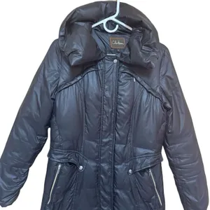 Cole Haan Down Puffer Coat Women’s S Black Detachable Hood Flawed thumbnail 3