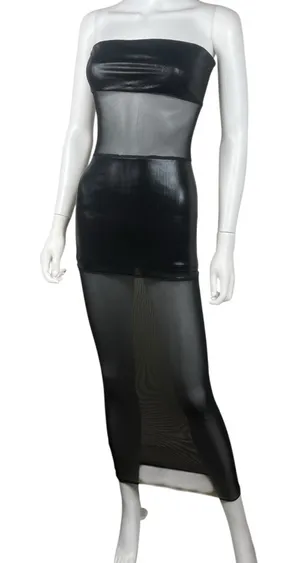 superdown Sheer Panel Black Strapless Maxi Dress thumbnail 1