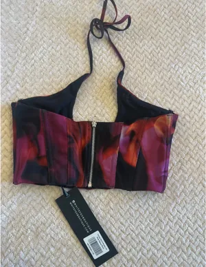White Fox Boutique Pink Flame Print Bustier Top thumbnail 6