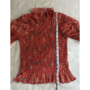 Free People Hello There Floral Sheer Mesh Mock Neck Bell Sleeve Blouse Sz S EUC thumbnail 12