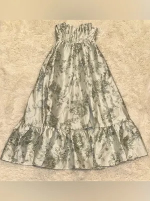 NEW Dessy Collection Floral Strapless Bustier Bodice Satin Sage Cottage Rose Gow thumbnail 4