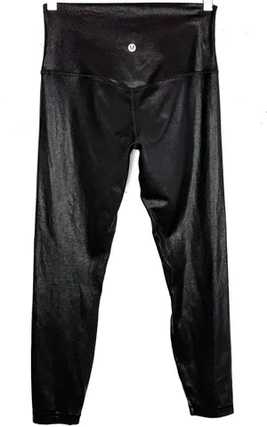 Lululemon Align High Rise Pants 25" Shine Radiate Foil Print Black Yoga Size 6 thumbnail 1