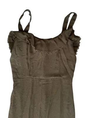 Reformation Women’s Frida Ruffle Hem Column Cocktail Midi Dress Army Green Sz 6 thumbnail 3
