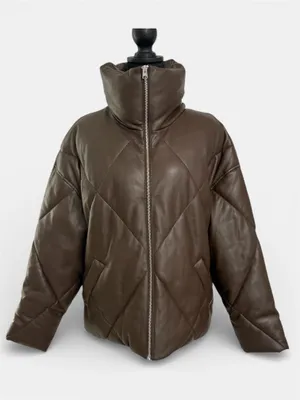 Abercrombie & Fitch Oversized Vegan Leather Diamond Puffer Sz M thumbnail 4