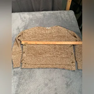 Madewell Cozy Marled Knit Sweater in Beige-Brown side buttons small thumbnail 6