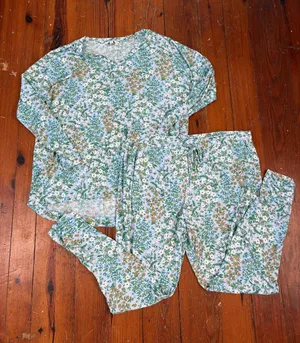 Rifle Paper Co. Green and White Floral Long Sleeve‎ Pajama Set Pants Shirt XL thumbnail 1