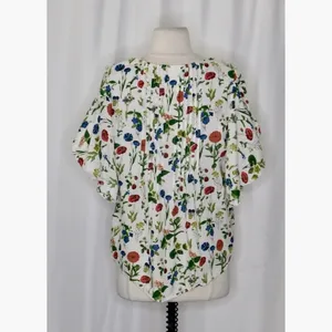 Anthropologie MAEVE Maya Floral Fluttered Top Blouse Strawberry Fruit Berries 2‎ thumbnail 10