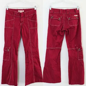 Vintage Y2K Guess Jeans Cherry Red Bootcut Flare Leg Low Rise Pants Size 26 thumbnail 2