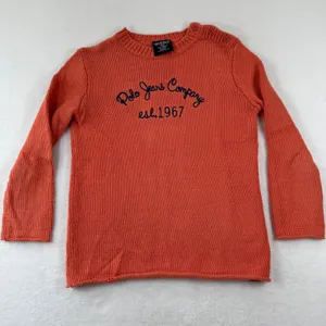 Polo Jeans Co Ralph Lauren Orange Cotton Blend Knit Sweater S Shoulder Button‎ thumbnail 2