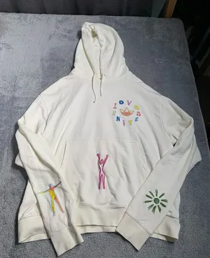 Adidas originals love United Cream Hoodie with Colorful Embroidery XL thumbnail 1