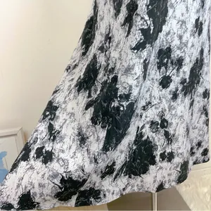 Moon River Corset Style Denim Boho Summer Midi Dress in Black & White Small thumbnail 4