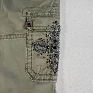 Miss Me • Olive Green Cargo Jeans Bead Embellished Cross Accent Size 26 thumbnail 5