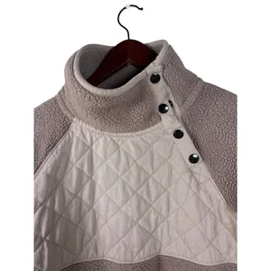 Abercrombie & Fitch XS Sherpa Fleece Quilted Mock Neck‎ Snap Pullover Sweatshirt thumbnail 5