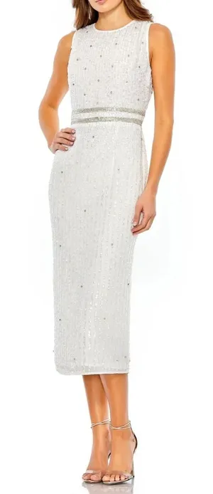 Mac Duggal Ivory Sequin Beaded Formal Maxi Dress Size 6 NWT thumbnail 1