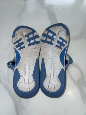 Dansko Light Blue Slide Sandals with Multicolor Woven Straps thumbnail 7