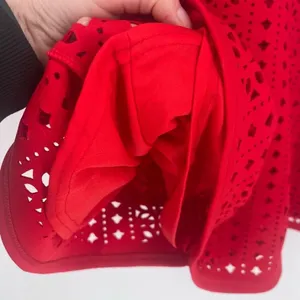 Alya Women's Scuba Sleeveless Round Neck Eyelet A-Line‎ Party Dress Red Size XS thumbnail 7