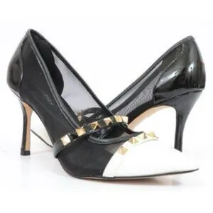NEW Marc‎ Fisher Hadama 8M Black White Studded Heels Rockabilly A26 thumbnail 2