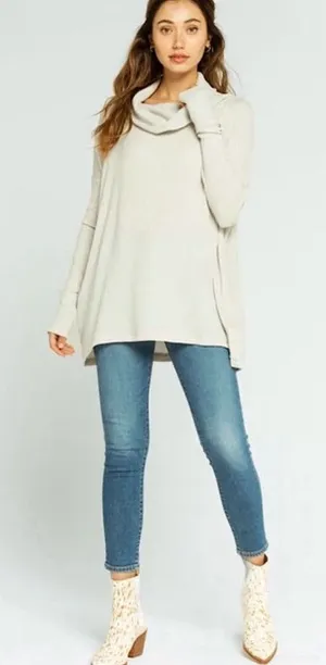 We The Free Juicy Long Sleeve Waffle Knit Top Split-Back Cowl Neck Sweater Sz XS thumbnail 1