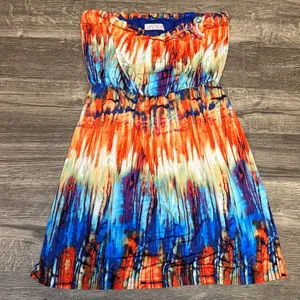 LIPSTICK Multicolor Strapless Dress Orange thumbnail 4