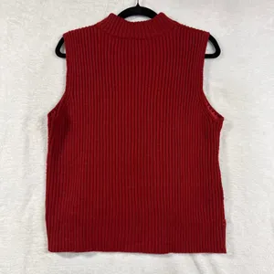 VTG Designers Studio M Suede Leather Knit Vest Red Boho Western Rustic Holiday thumbnail 8
