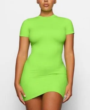 SKIMS Signature Swim T Shirt Dress - Neon Green, size Small, $88 thumbnail 1