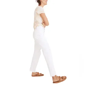 Madewell perfect vintage straight stretch jeans tile white ripped knee 25 thumbnail 4