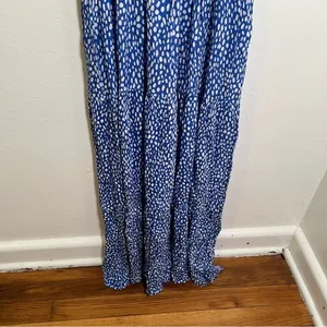 Pinch Women's Size Small Sleeveless High Neck Maxi Dress Blue White Dots Elastic thumbnail 6