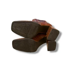 Circus by Sam Edelman Polly‎ Boots Womens 7.5 Brown Croc Embossed Square Block thumbnail 11
