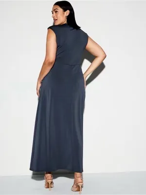 The Occasion by Old Navy Twist-Front Flattering Fit Maxi Dress Navy Size XL Tall thumbnail 9