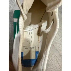 CLEAR Canvas Low Top Sneakers White Green Women's Size 8 Casual Lace Up Shoes thumbnail 4