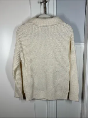 REISS Cream Safia Zippered Neck‎ Pullover Sweater wool alpaca size XS thumbnail 4