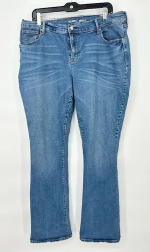 Old Navy Womens Size 16 Long Original Mid Rise Jeans Medium Wash Blue‎ Stretch thumbnail 1
