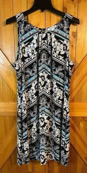 White House Black Market Black White Light Blue Pullover Shift Dress Size Large thumbnail 1